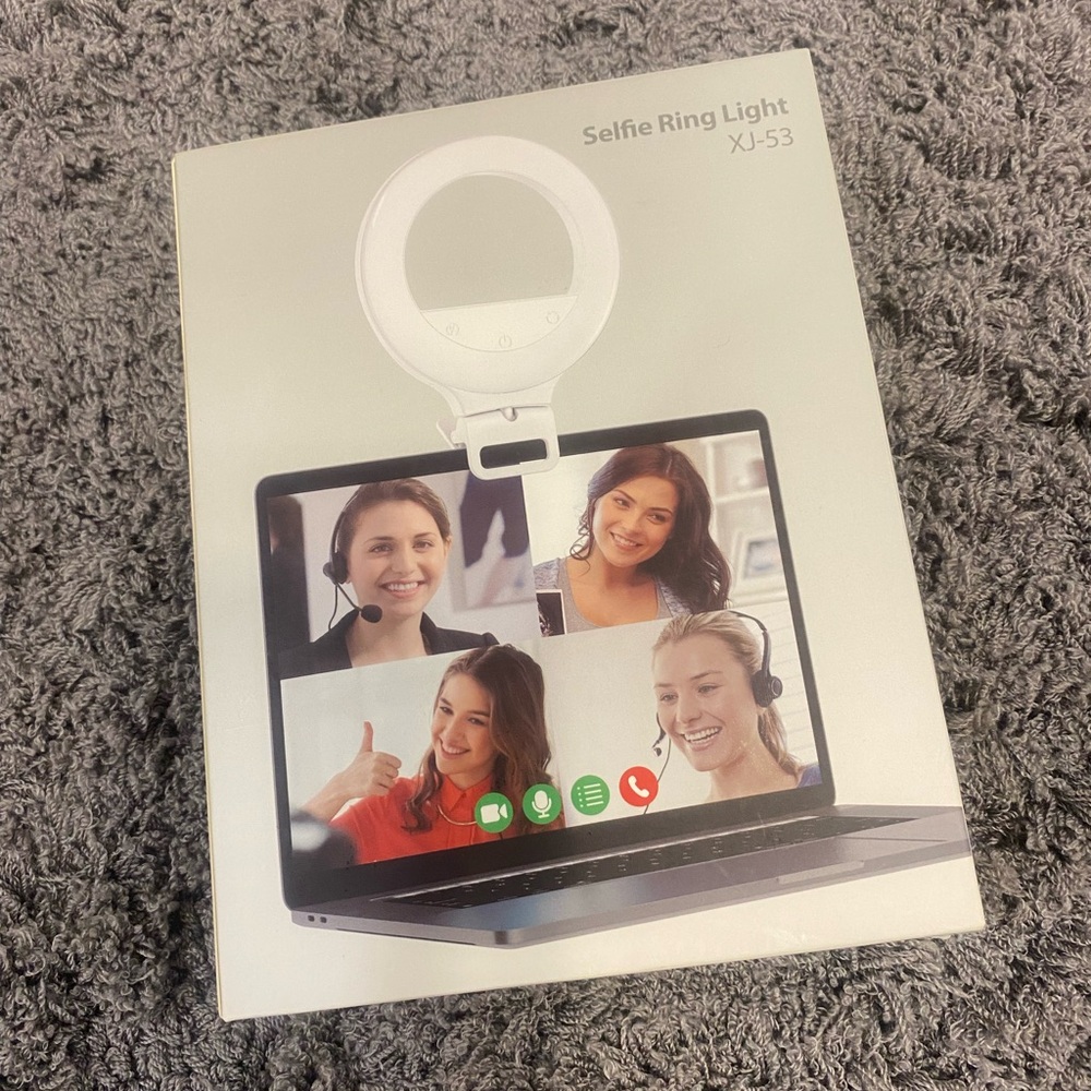 White Selfie Ring Light Clip-On for Tablets & Laptops